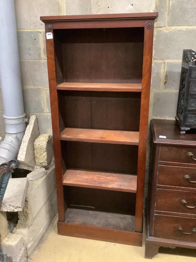 A Victorian mahogany open bookcase, width 71cm height 164cm